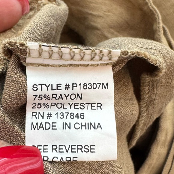 FRNZY Women's Wide Leg Palazzo Pants Beige Botanical Print Tie Waist XL - Picture 8 of 8